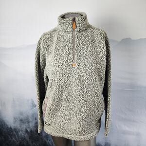 Simply Southern Faux Fur Brown Sherpa 1/4 Pullover | Women's Medium